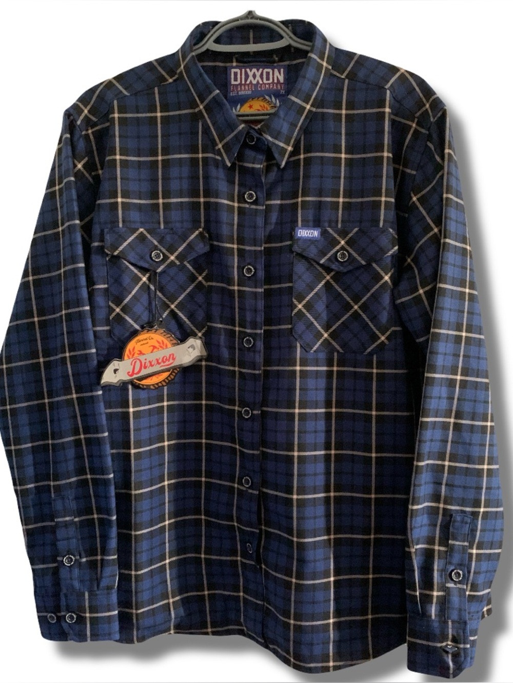 NWT Dixxon McKenzie Strange Brew Blue Plaid Long Sleeve Flannel Shirt Size XXL
